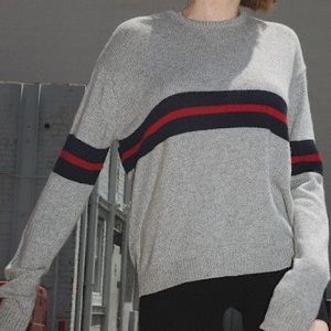 Brandy Melville Grey Striped Wool Sweater
